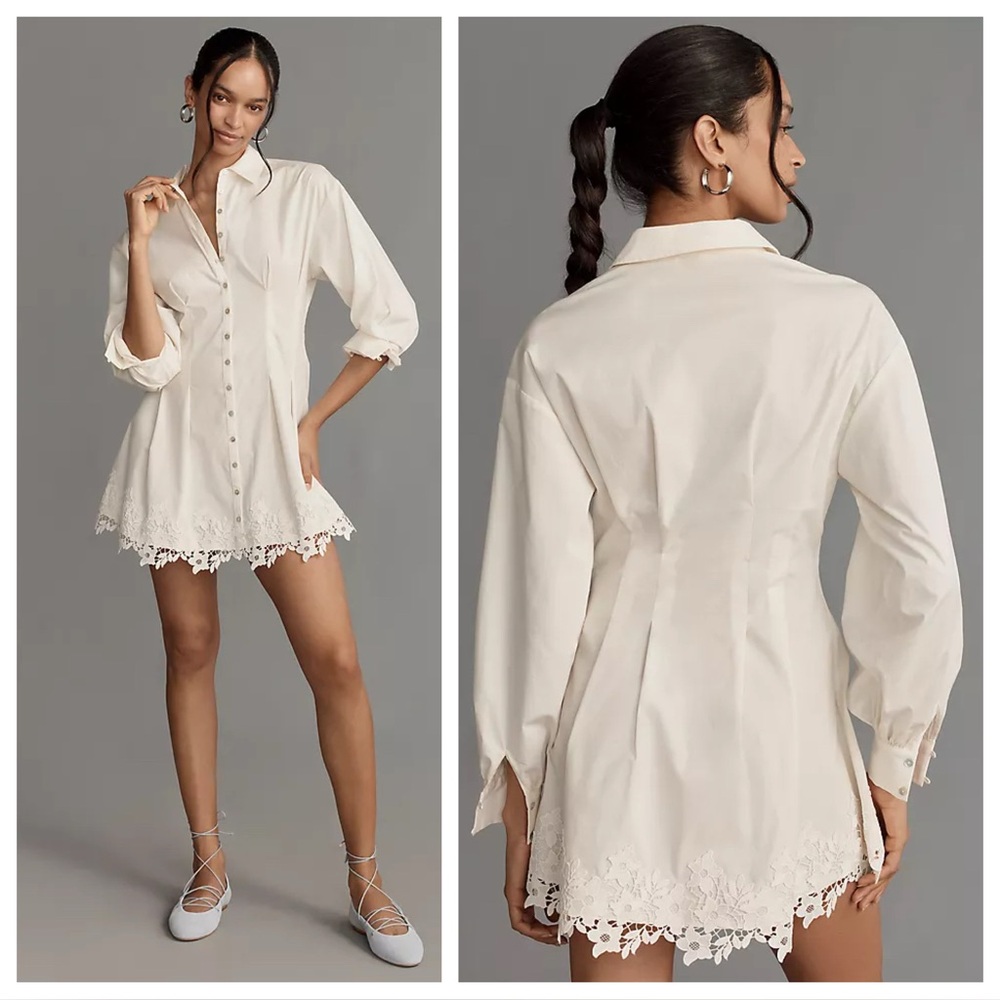 Anthropologie Cami NYC Kimiko Lace Mini Shirt Dress